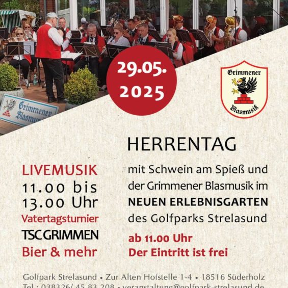 Herrentag im Golfpark Strelasund - Programmablauf und die Grimmener Blasmusik