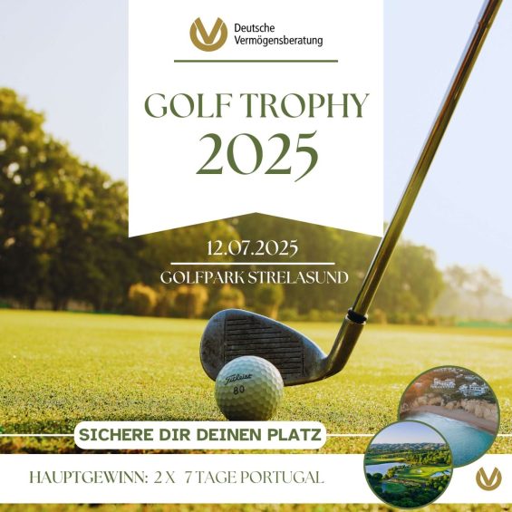 DVAG Golf Trophy - Golfschläger mit Golfball auf einem Golfplatz mit technischen Daten