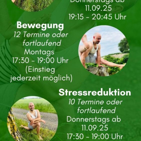 Mann in verschiedenen Yoga Postionen - Yoga Kurse im Golfpark Strelasund