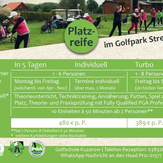 Golfende auf der Driving Range - Platzreife mit technischen Daten