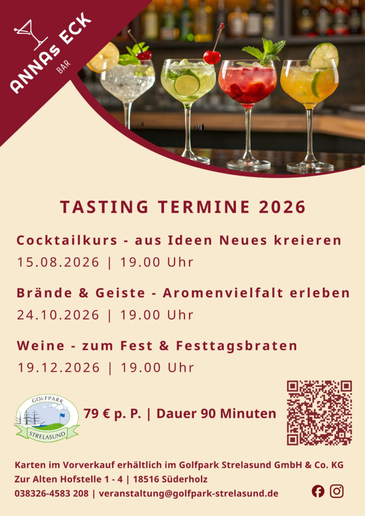 Verschiedene Cocktails mit Terminen